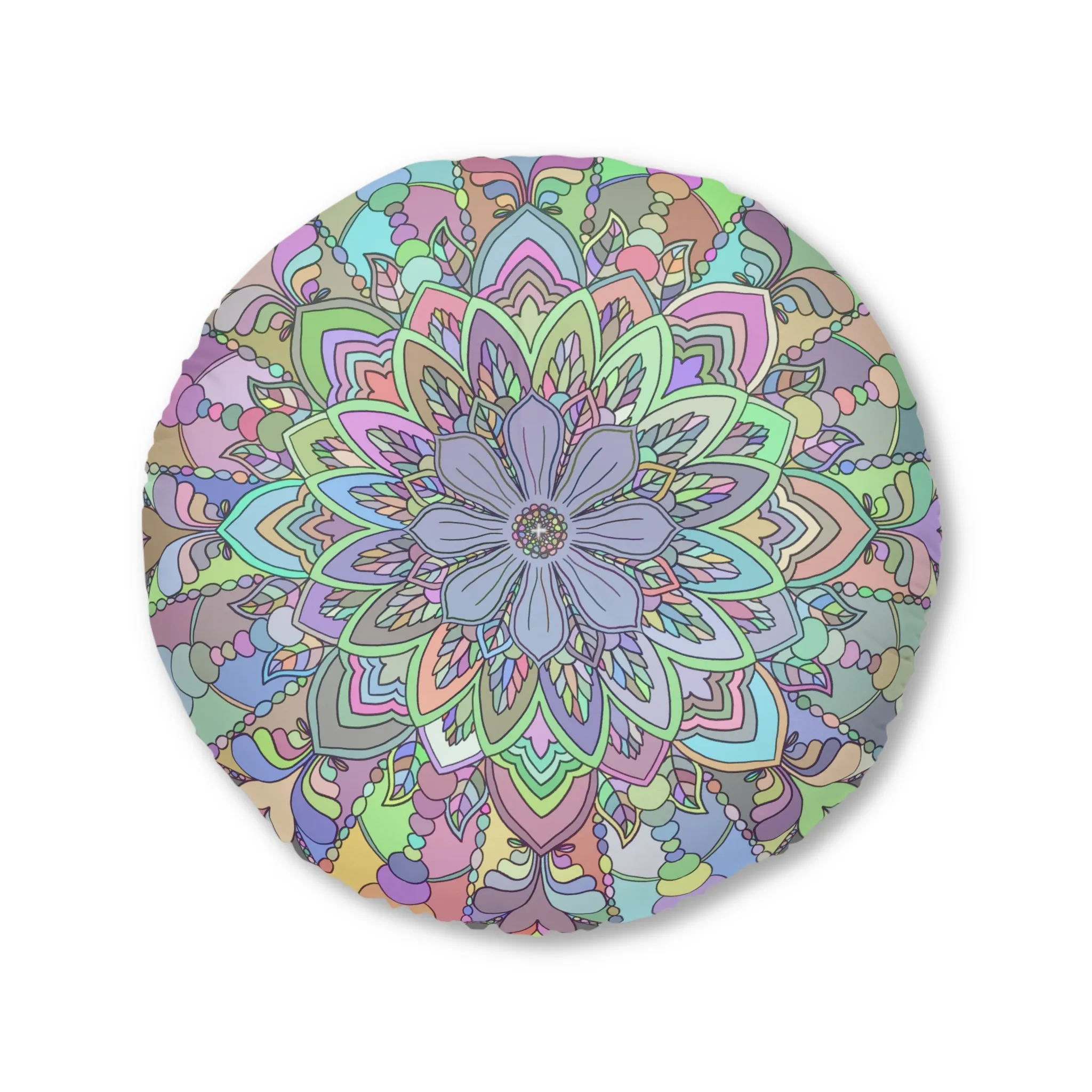 Handmade Mandala Art Tufted Round Floor Cushion