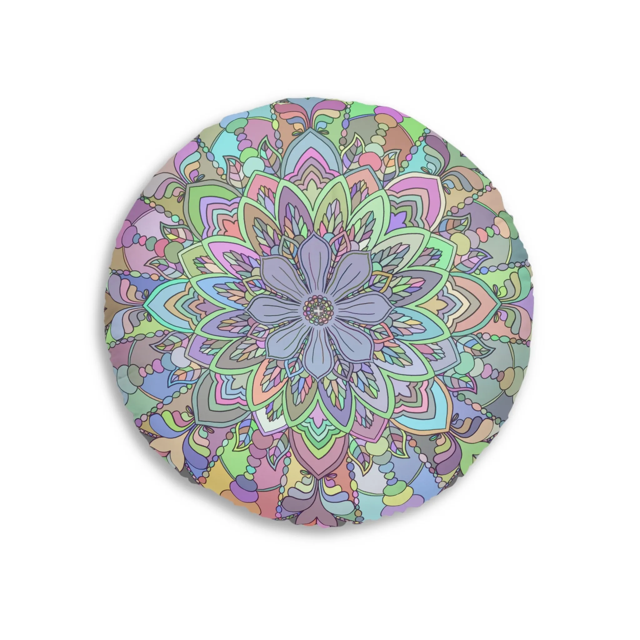 Handmade Mandala Art Tufted Round Floor Cushion