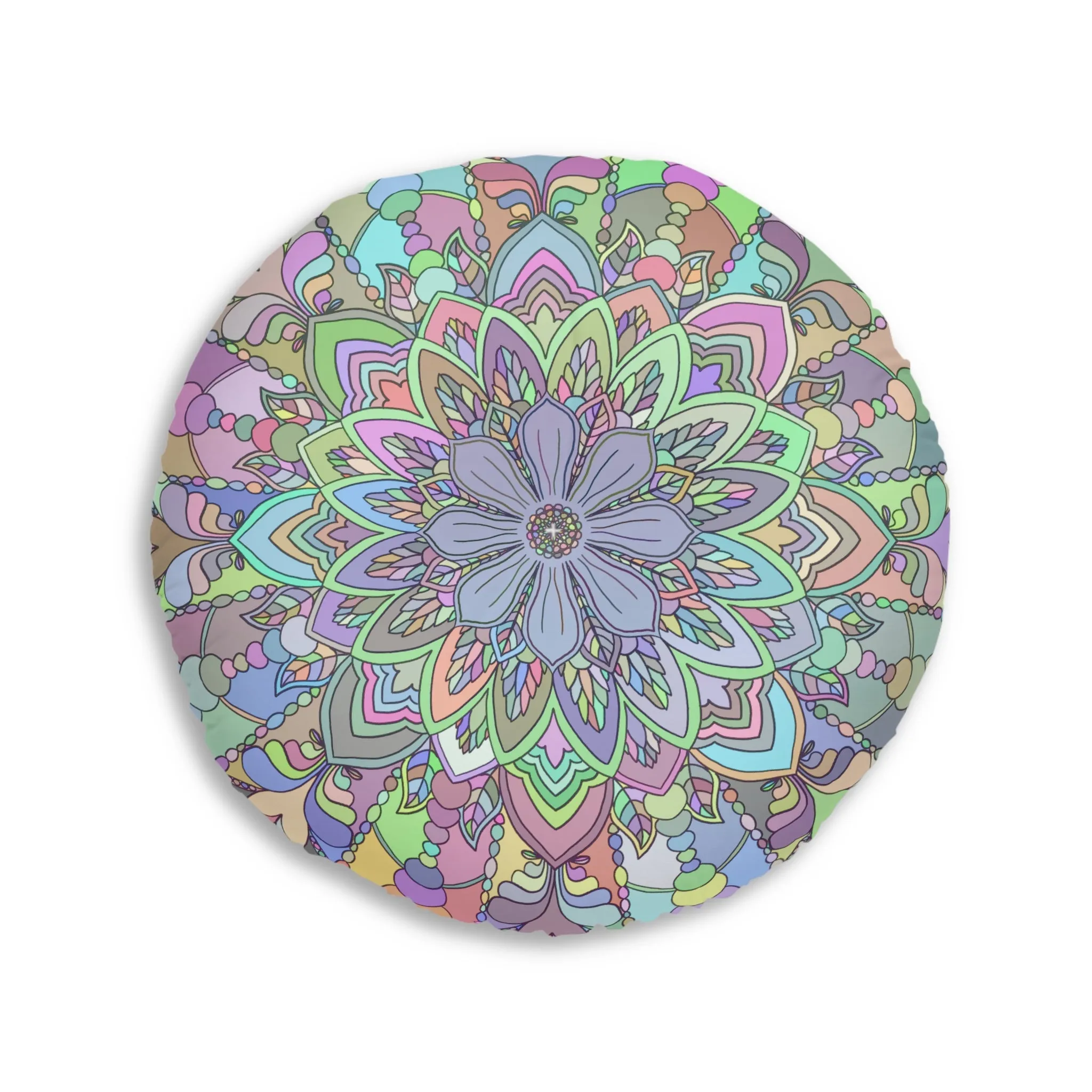 Handmade Mandala Art Tufted Round Floor Cushion