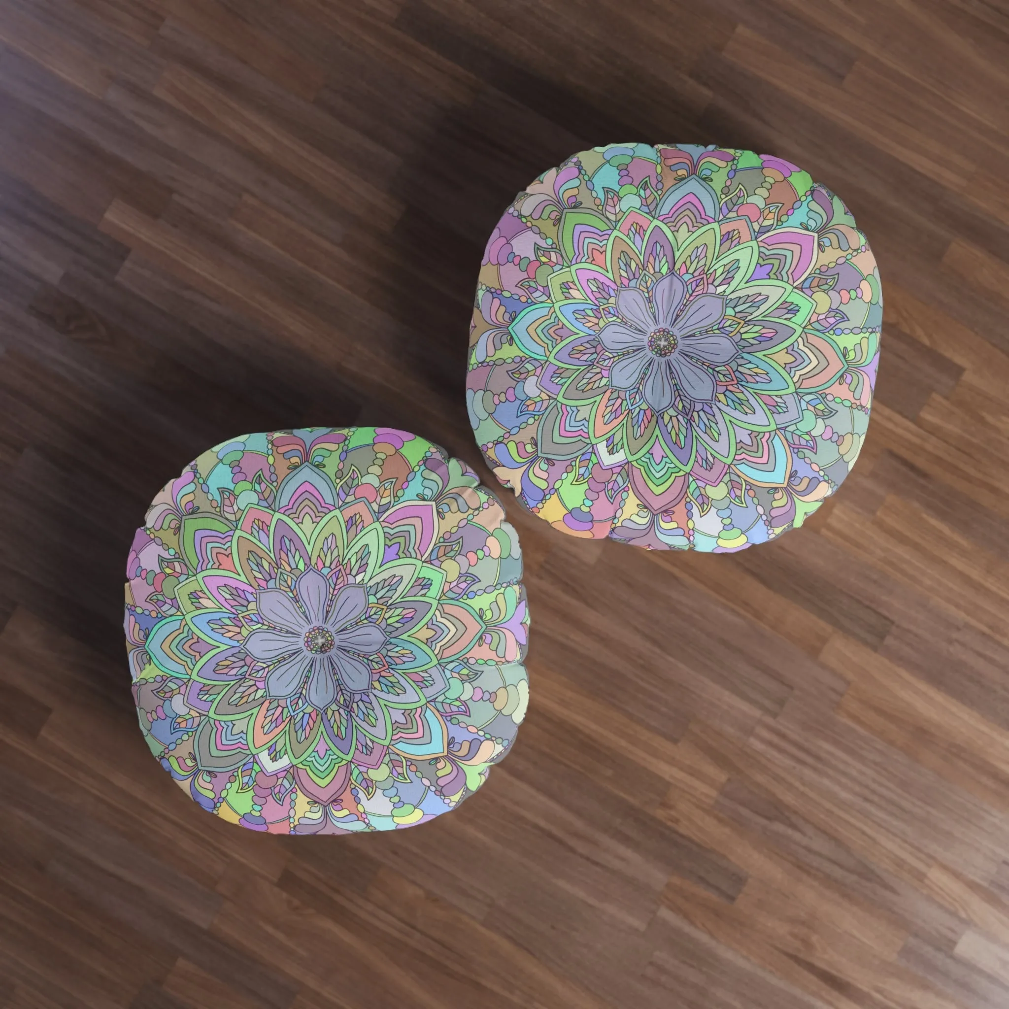 Handmade Mandala Art Tufted Round Floor Cushion