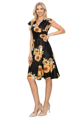 Haute Edition Women's Print V-Neck Skater Dress