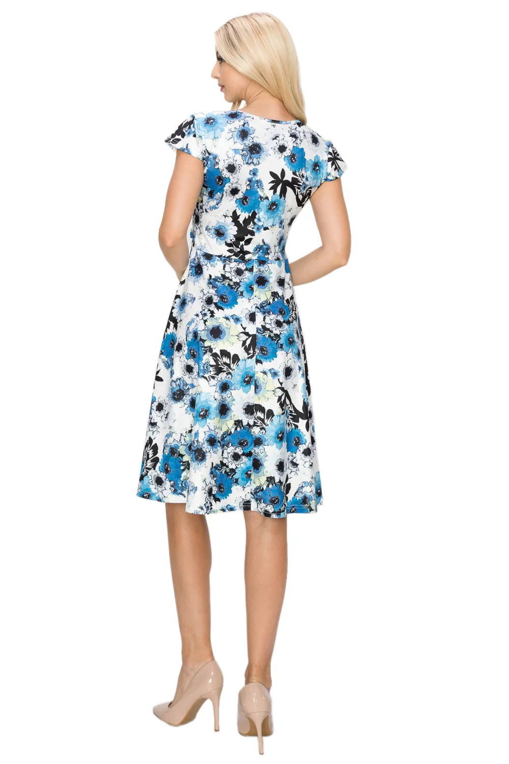 Haute Edition Women's Print V-Neck Skater Dress