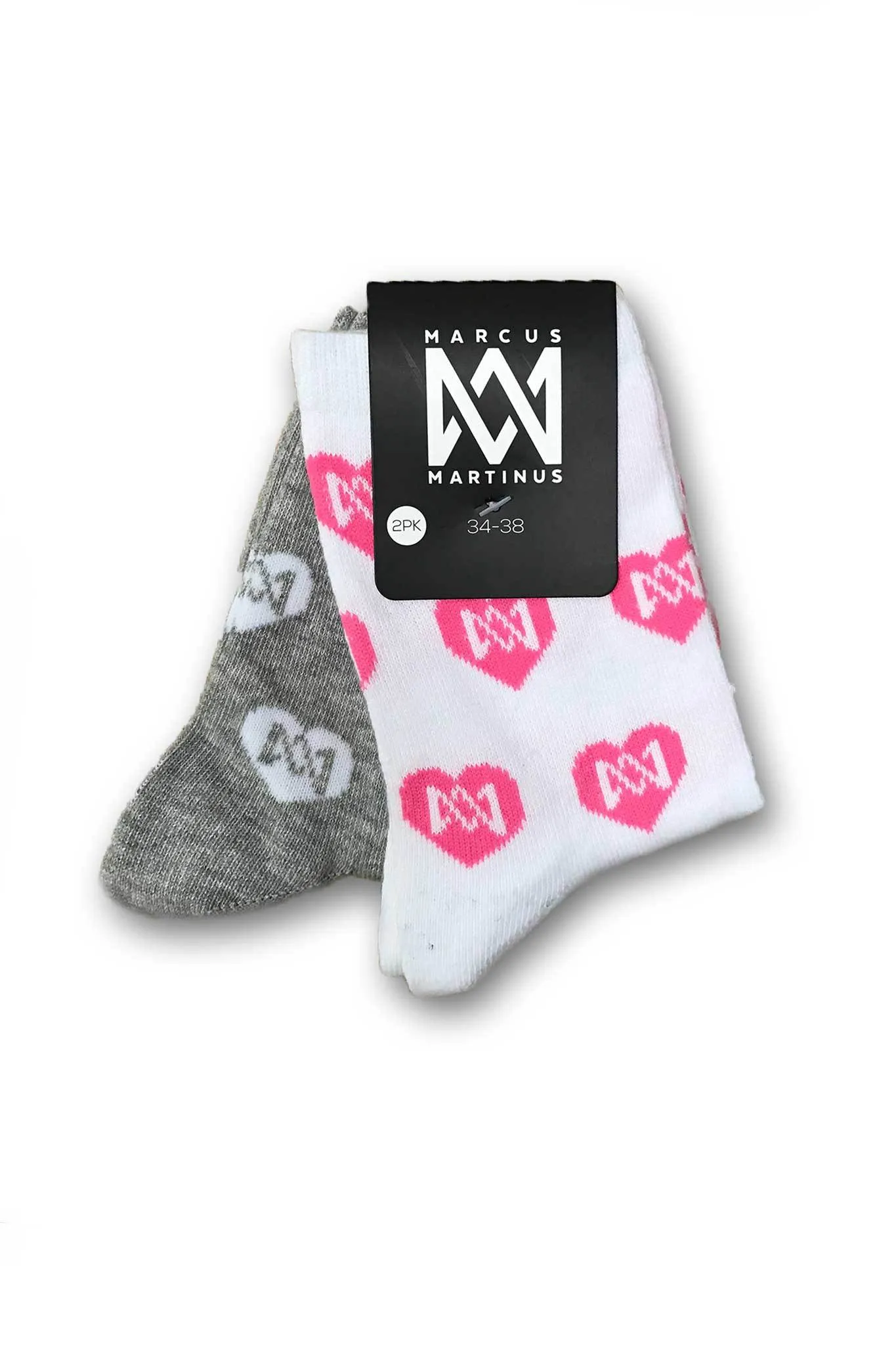 Heart Socks 2-PK - White & Gray