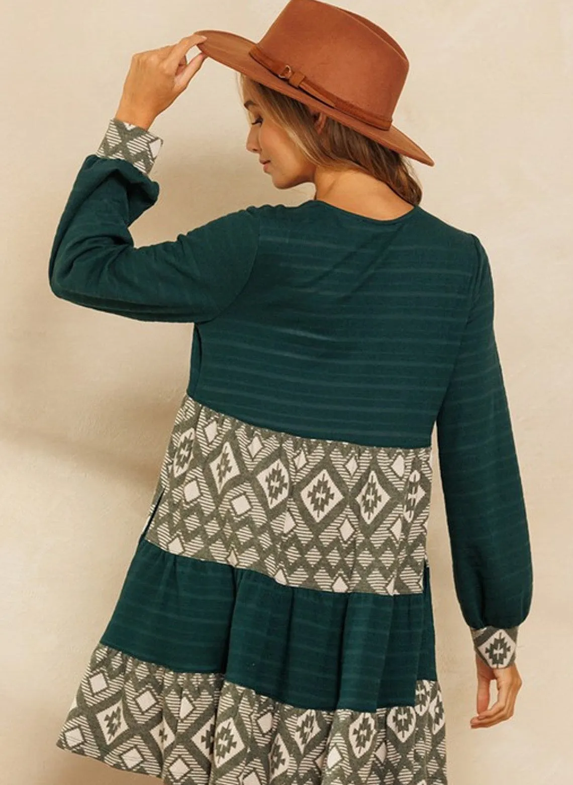 Hunter Green Geometric Tunic/Dress