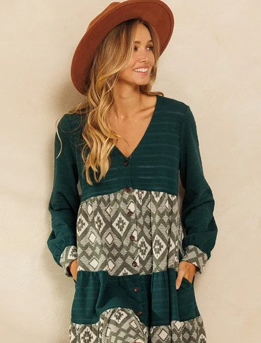 Hunter Green Geometric Tunic/Dress