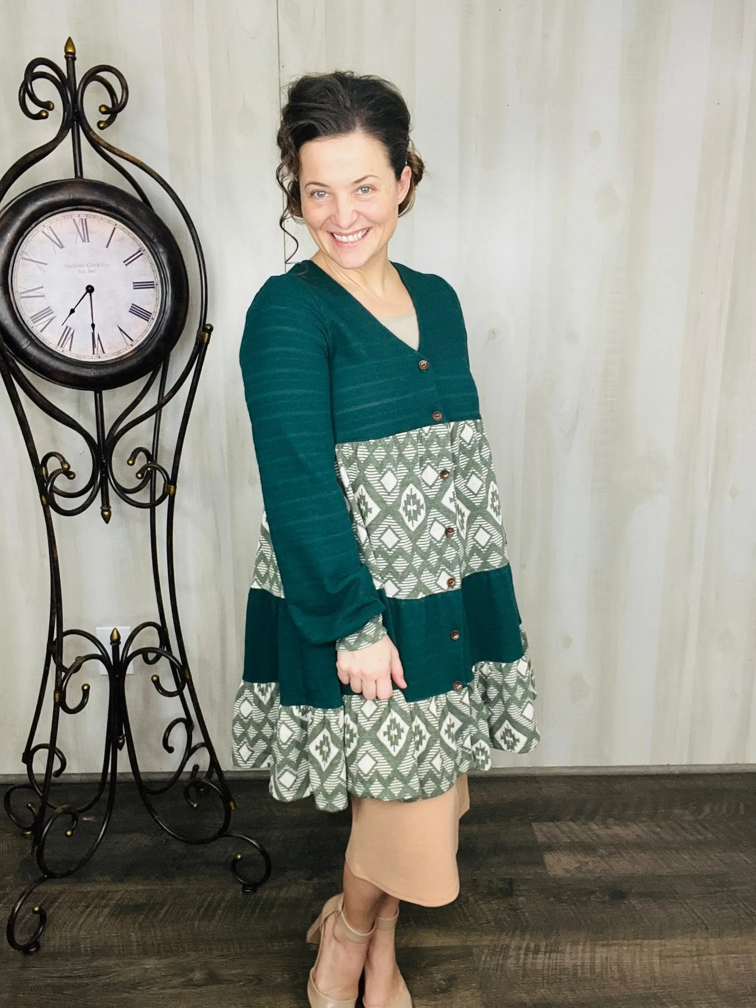 Hunter Green Geometric Tunic/Dress