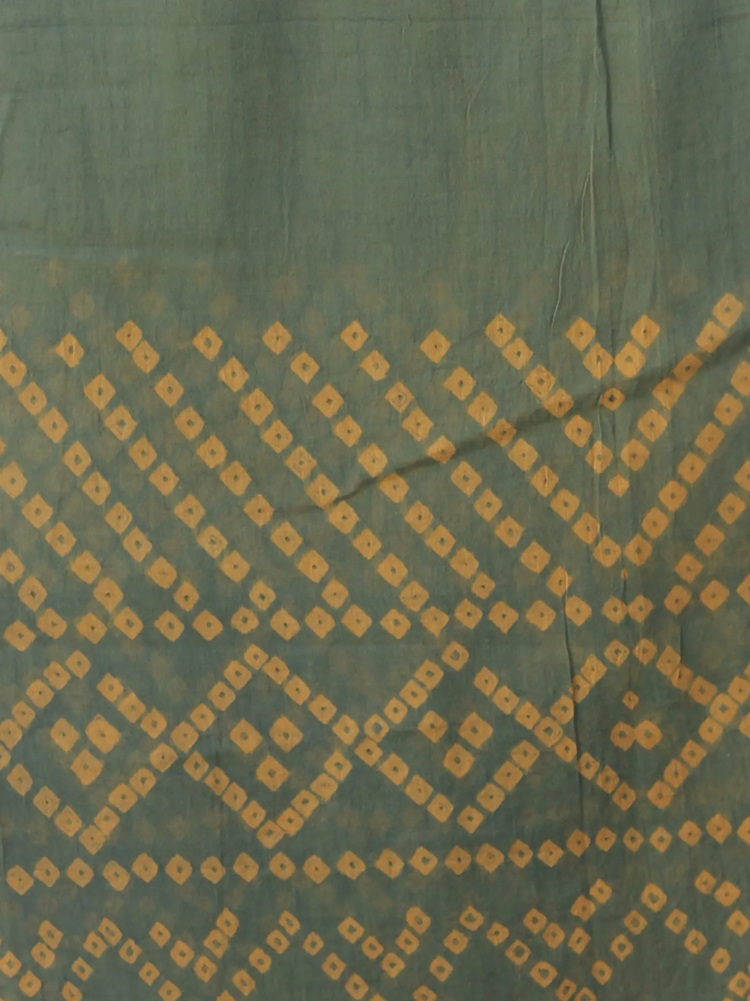 Hunter Green Mustard Cotton Hand Block Printed Dupatta  - D04170452