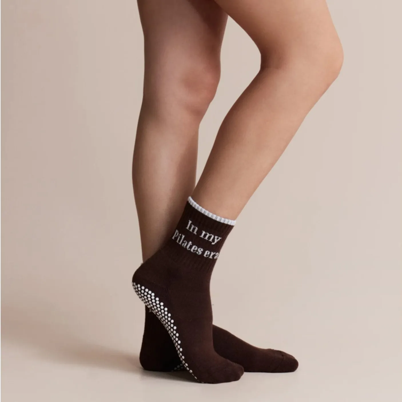 In My Pilates Era Grip Sock - Chocolate (Barre / Pilates)