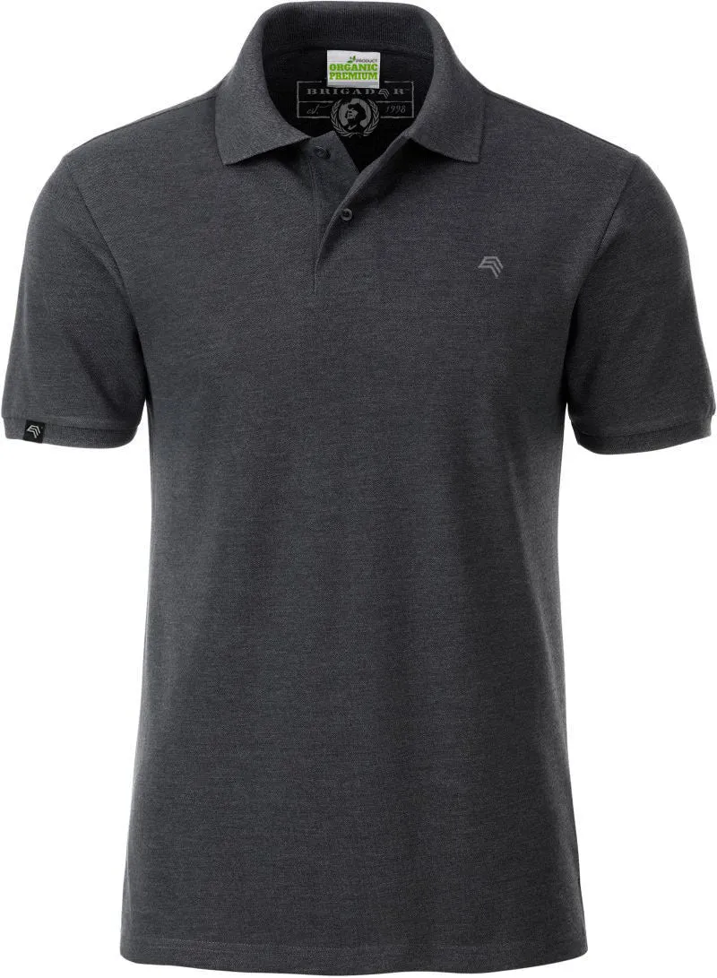 JAN 8010 ― Herren Bio-Baumwolle Polo Shirt - Heather Schwarz Grau Melange