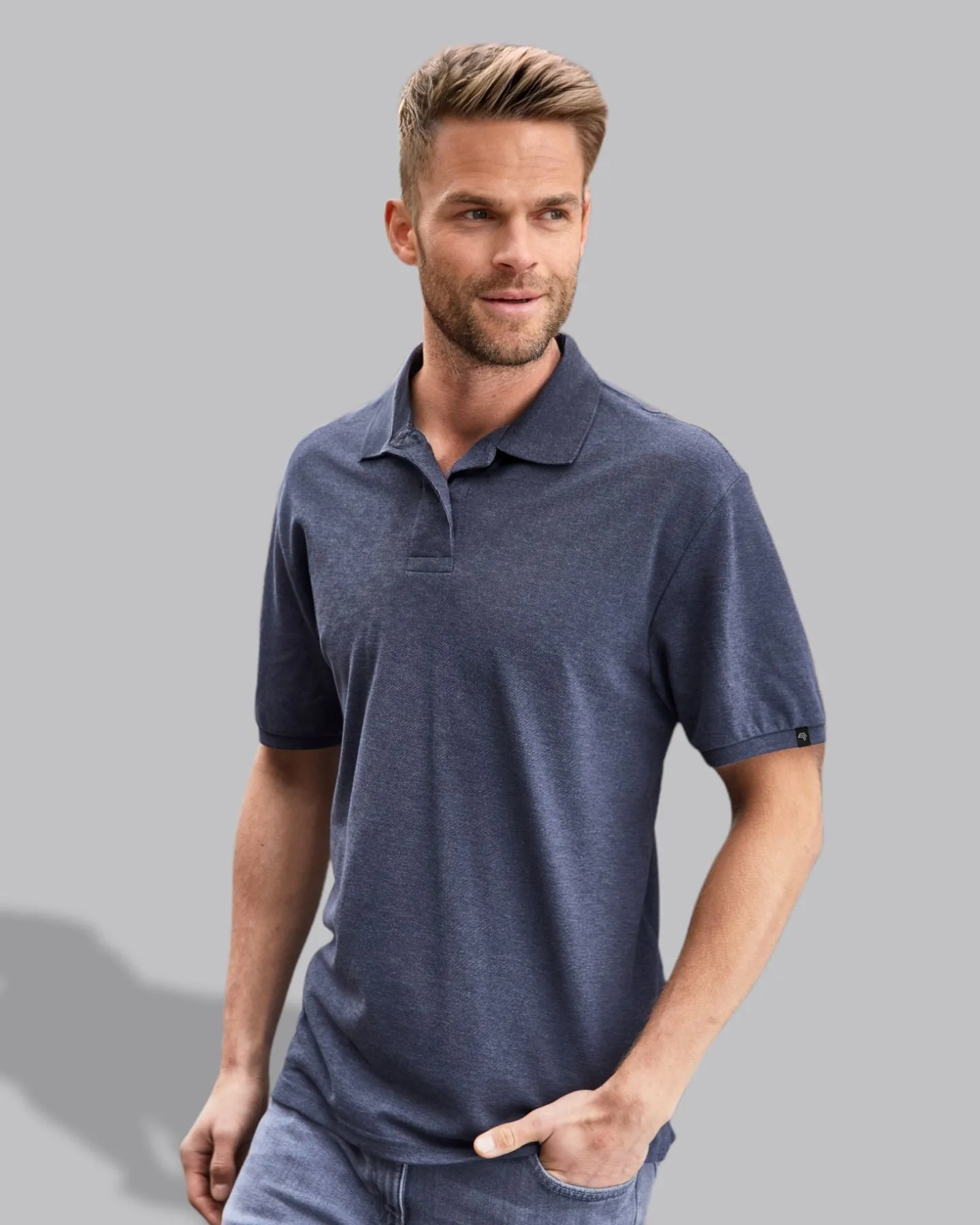 JAN 8010 ― Herren Bio-Baumwolle Polo Shirt - Heather Schwarz Grau Melange