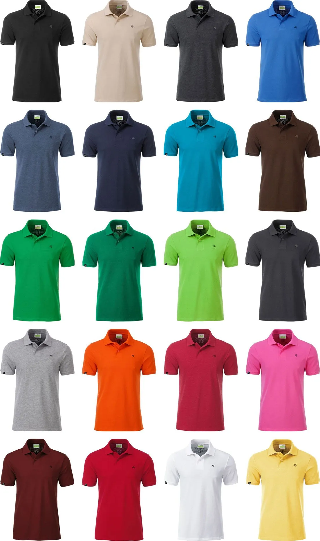 JAN 8010 ― Herren Bio-Baumwolle Polo Shirt - Heather Schwarz Grau Melange