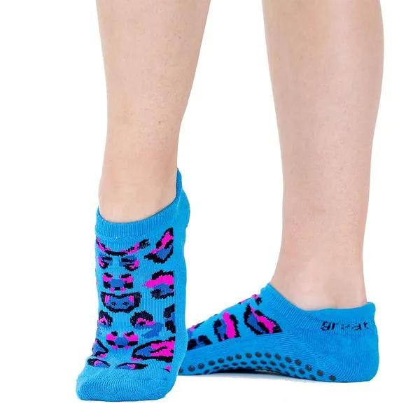 Keira Leopard Tab Back Grip Sock (Barre / Pilates)