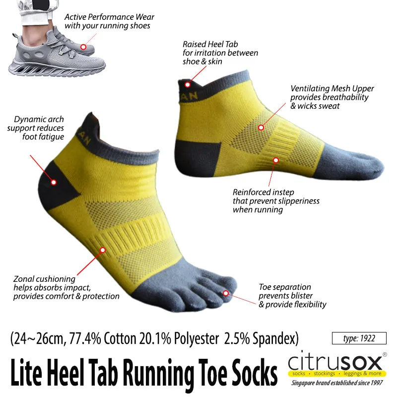 Lite Heel Tab Running Toe Socks