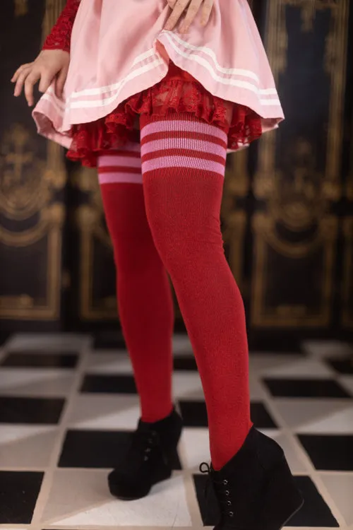 Longer Cotton Top-Striped Extraordinary Thigh High