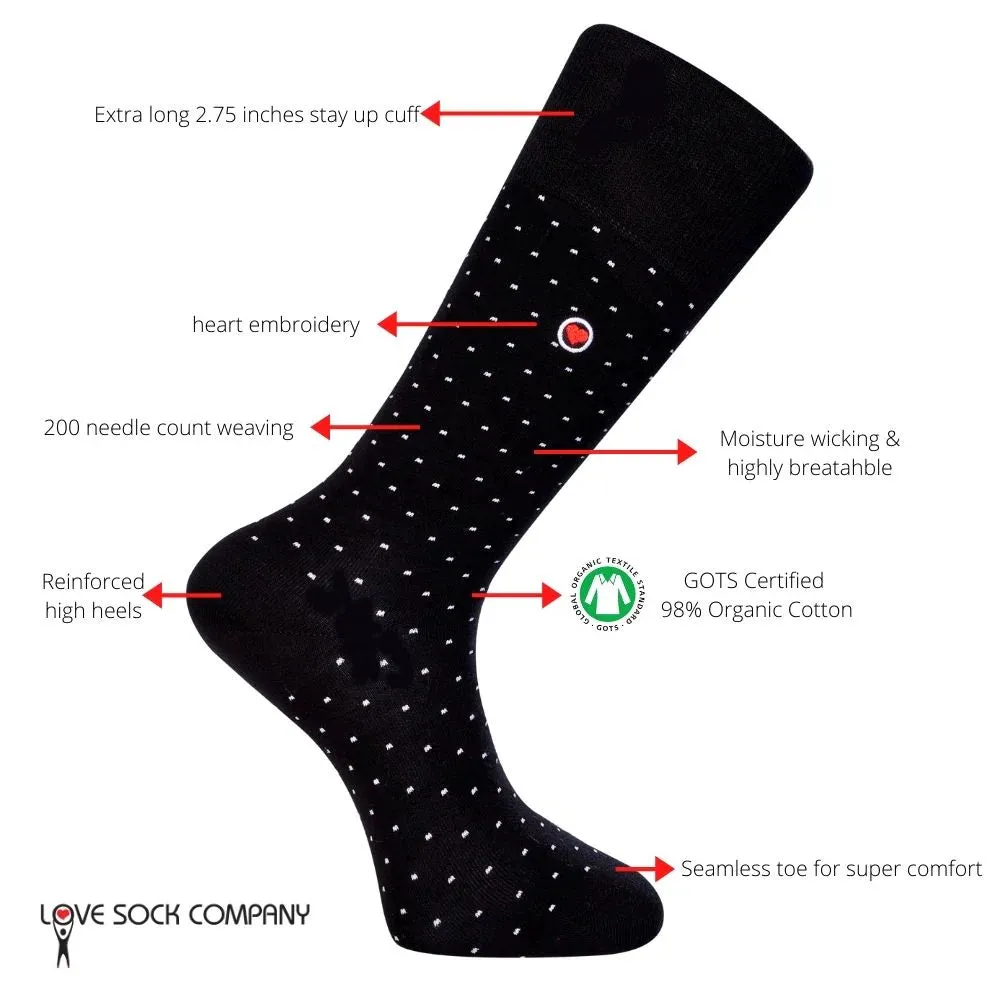 Love Sock Company Men's Organic Cotton Dress Socks - Premium Luxury and Comfort