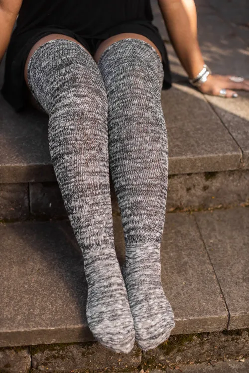 Marled Scrunchable Thigh High Socks