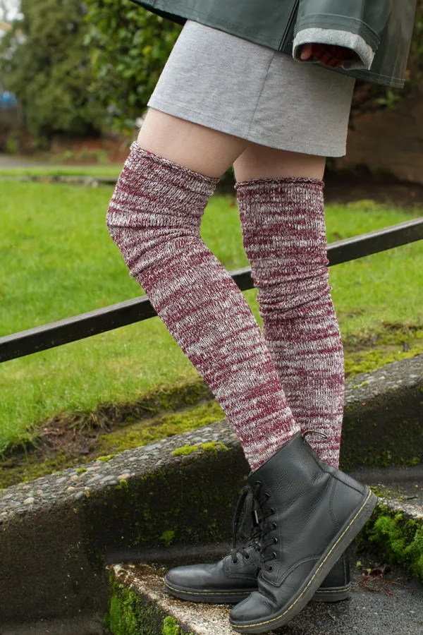 Marled Scrunchable Thigh High Socks