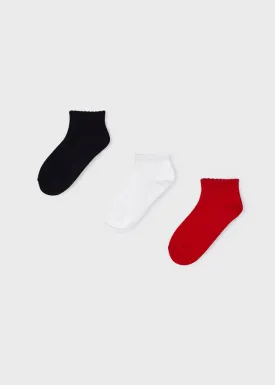 Mayoral 10470 051 - Red Set of 3 Trainer Socks