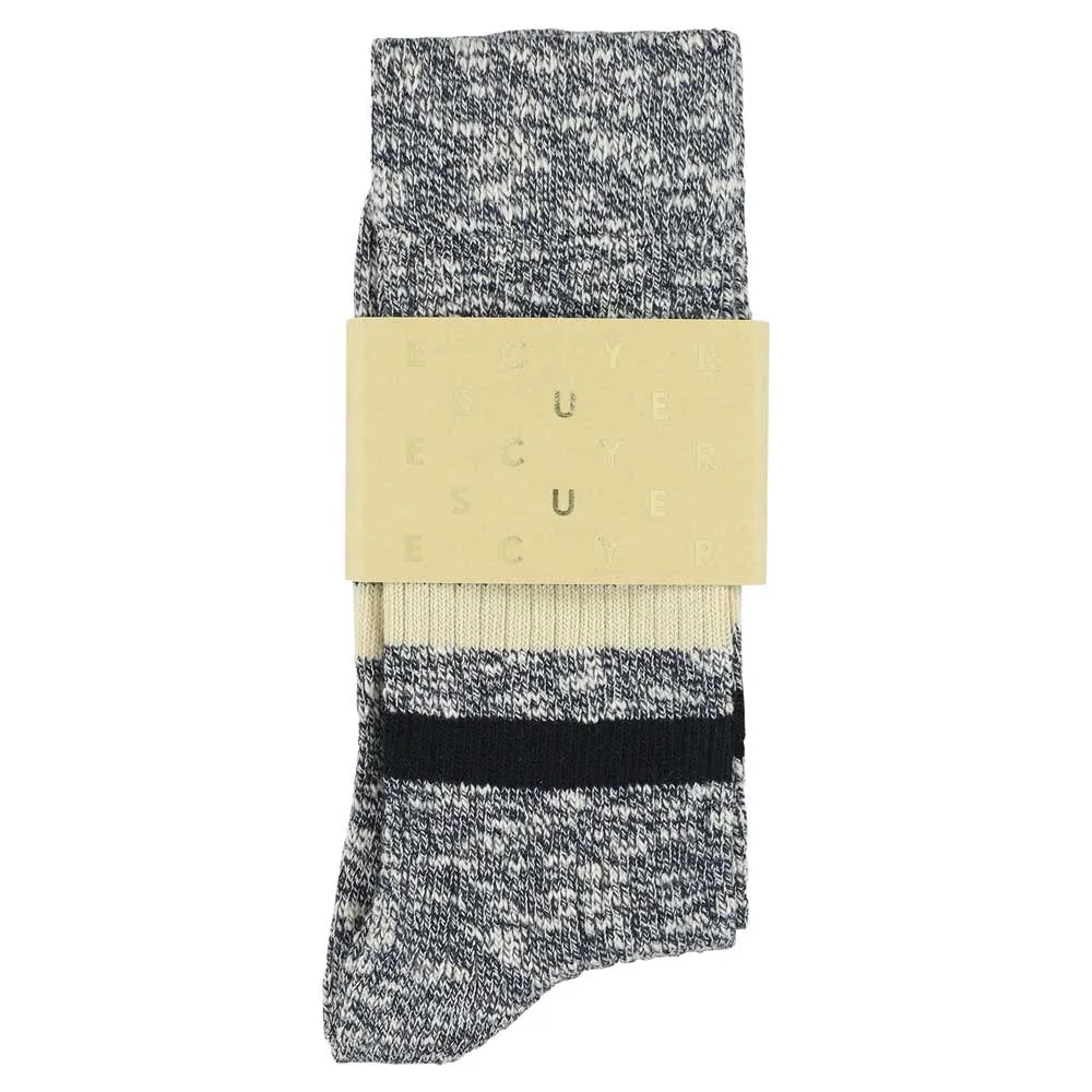 Melange Stripes Socks - Navy / Ecru