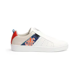 Men's Icon Manhood White Gray Blue Leather Sneakers 02093-051