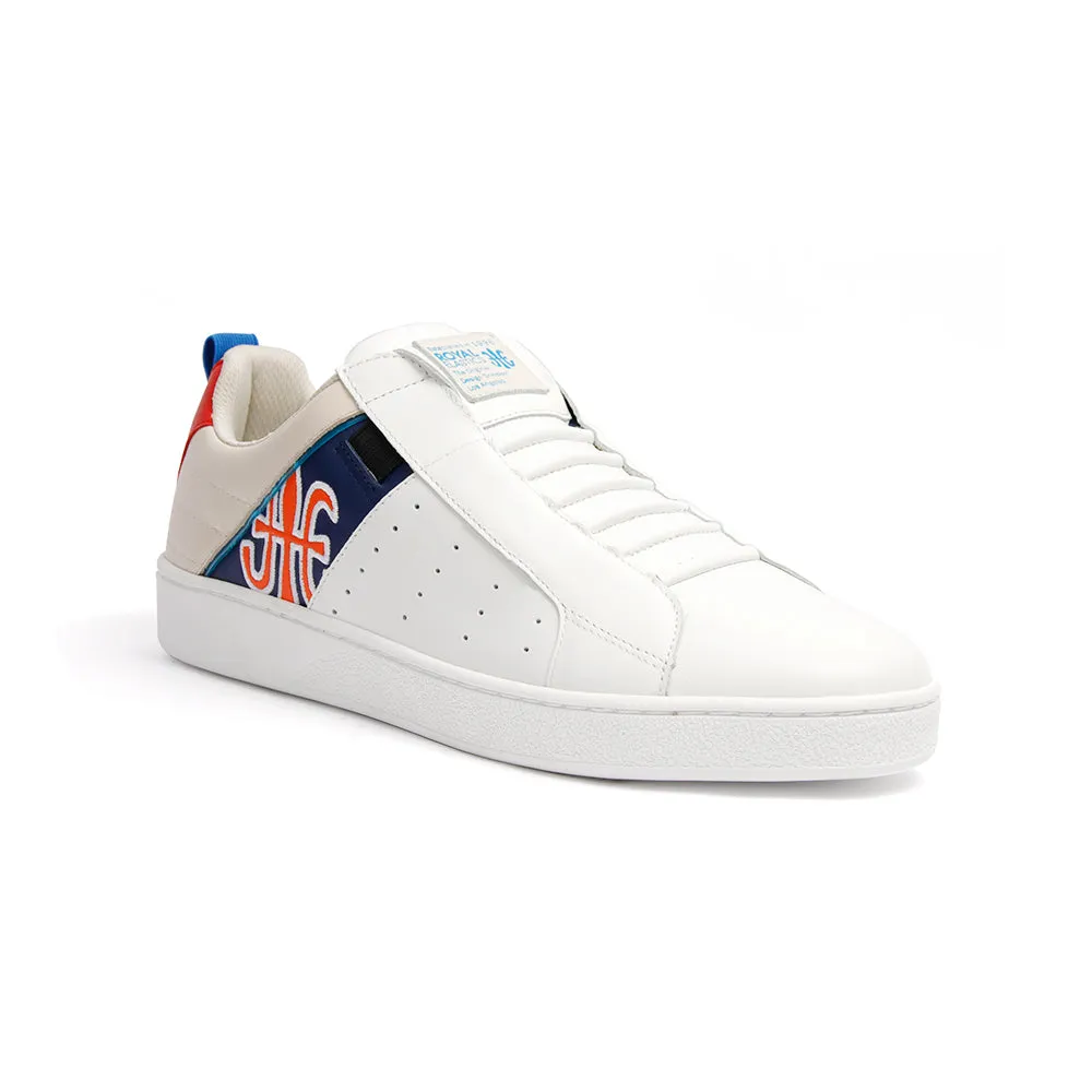 Men's Icon Manhood White Gray Blue Leather Sneakers 02093-051