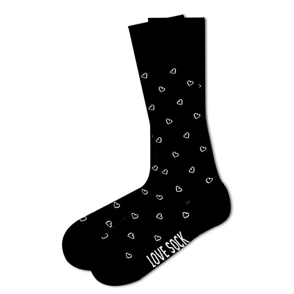 Men’s Mid-Calf Patterned Black Dress Socks