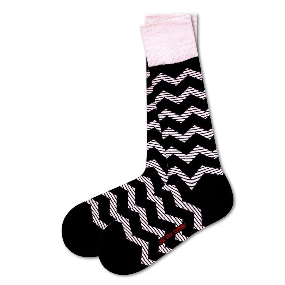 Men’s Mid-Calf Patterned Black Dress Socks