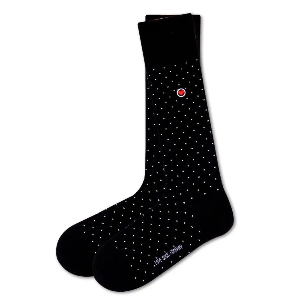 Men’s Mid-Calf Patterned Black Dress Socks