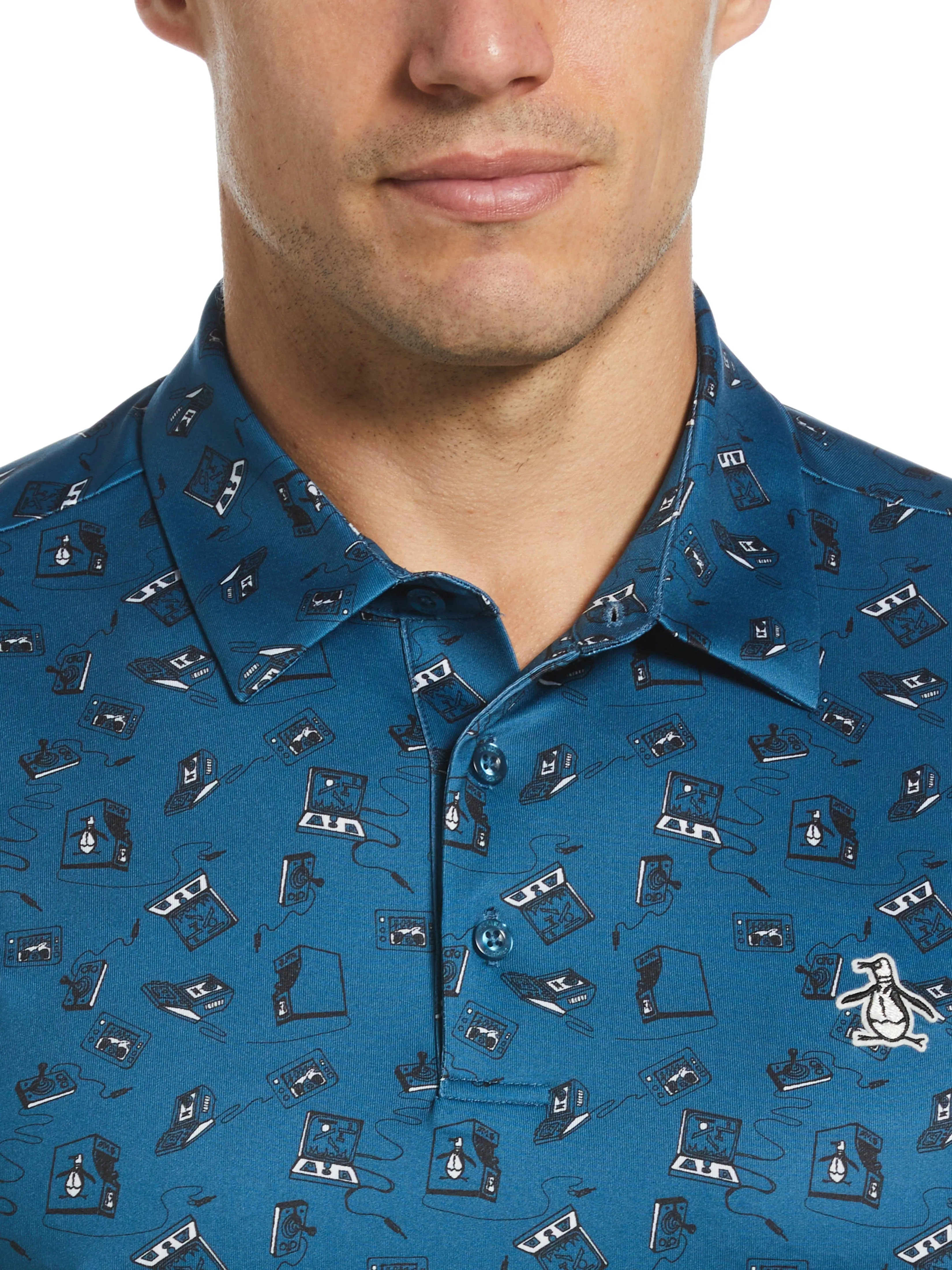 Men's Retro Arcade Print Polo