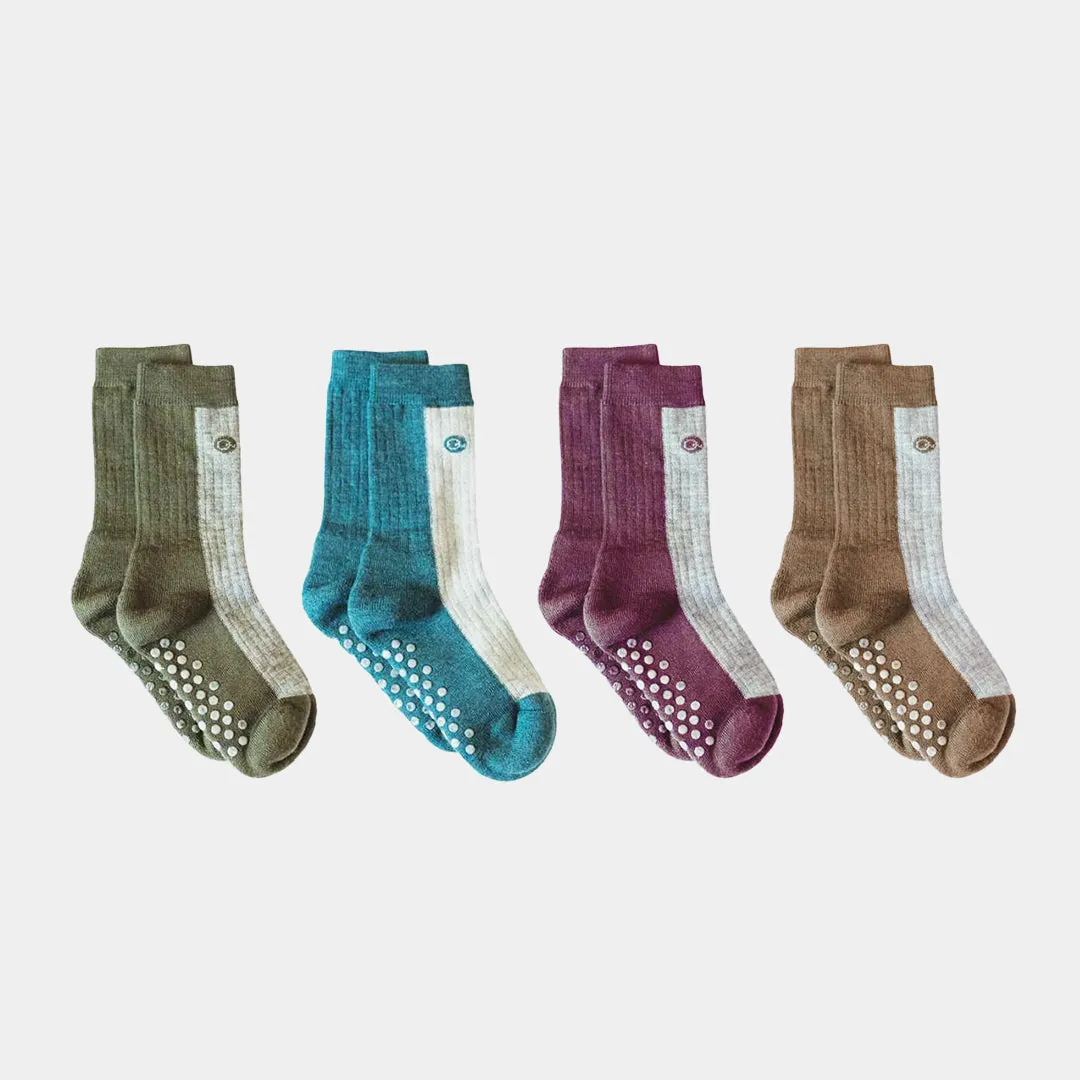 Merino Wool Midweight Cool Tones Kids Socks - 4 pack