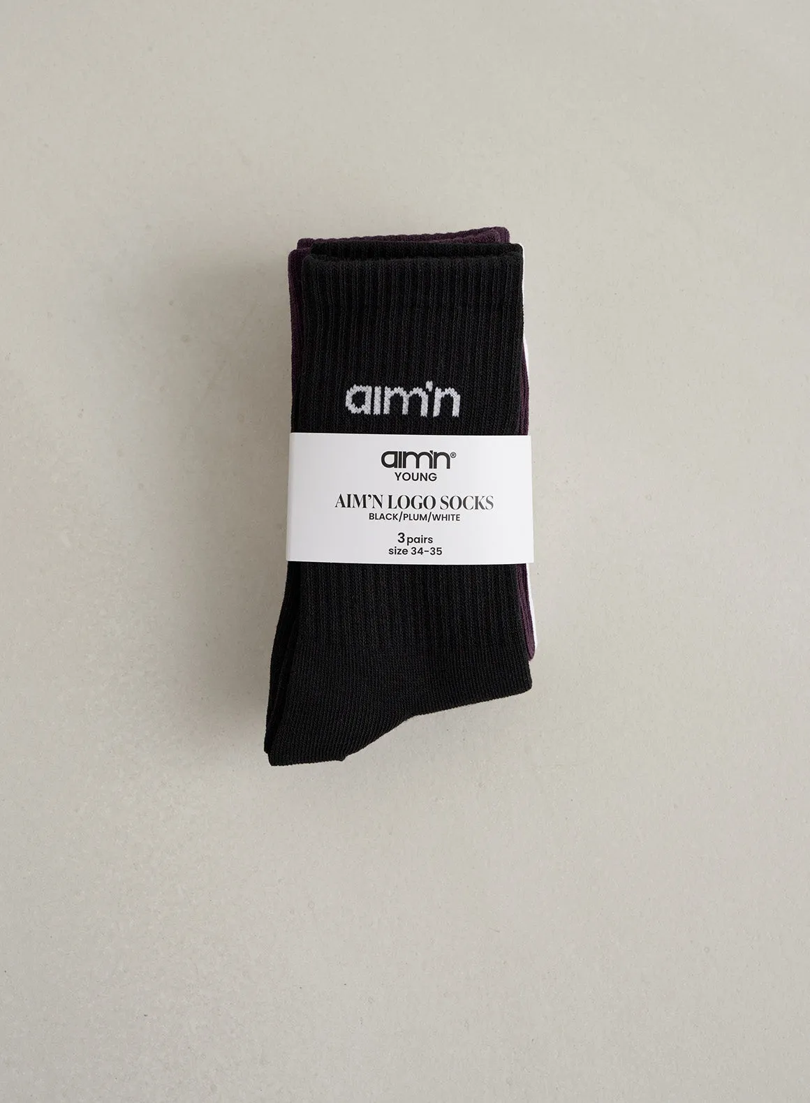 Midnight Plum Young aim'n Logo Socks 3-pack