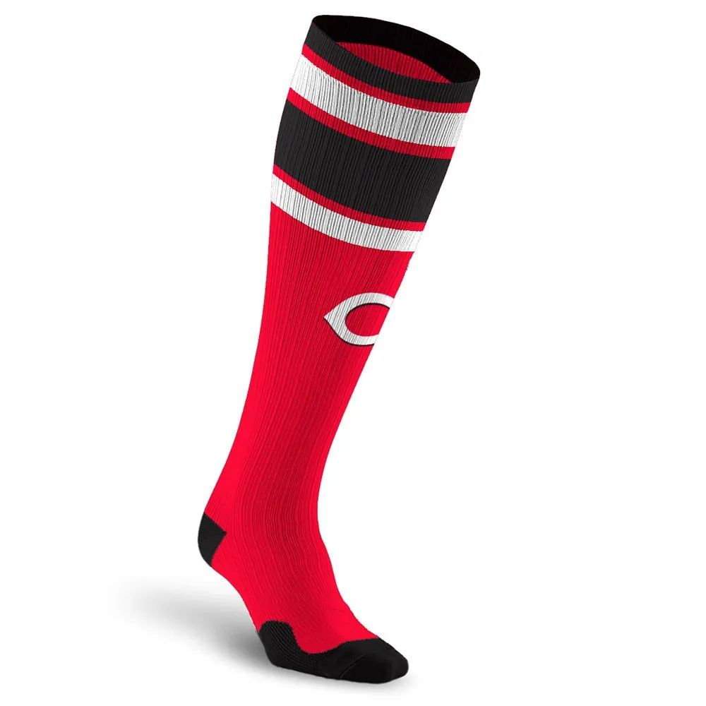 MLB Compression Socks, Cincinnati Reds - Classic Stripe