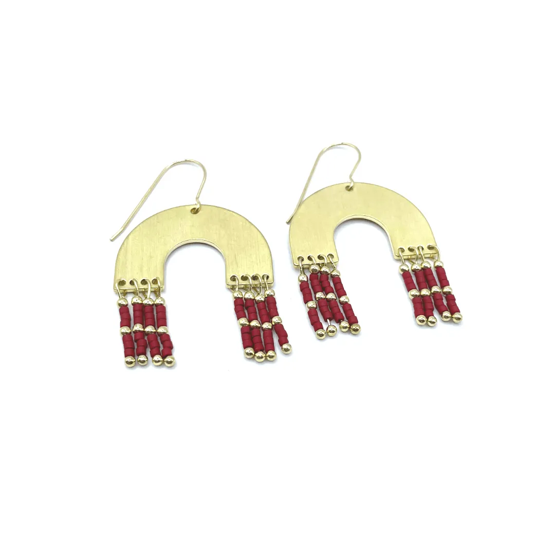 Moonglow Dangler - Gold Filled and Dark Red