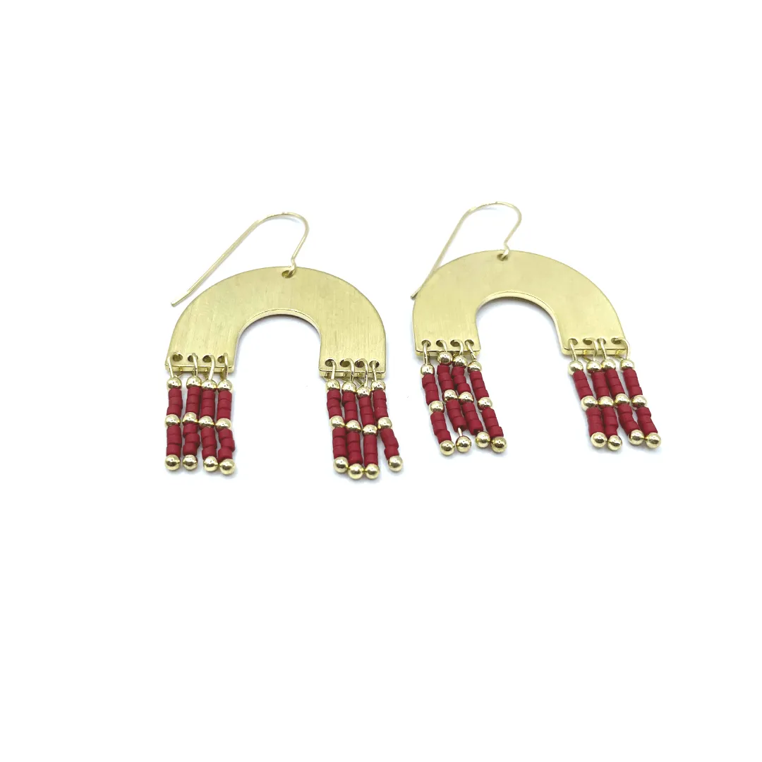 Moonglow Dangler - Gold Filled and Dark Red