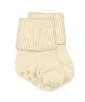 Natural non-skid organic turn cuff socks