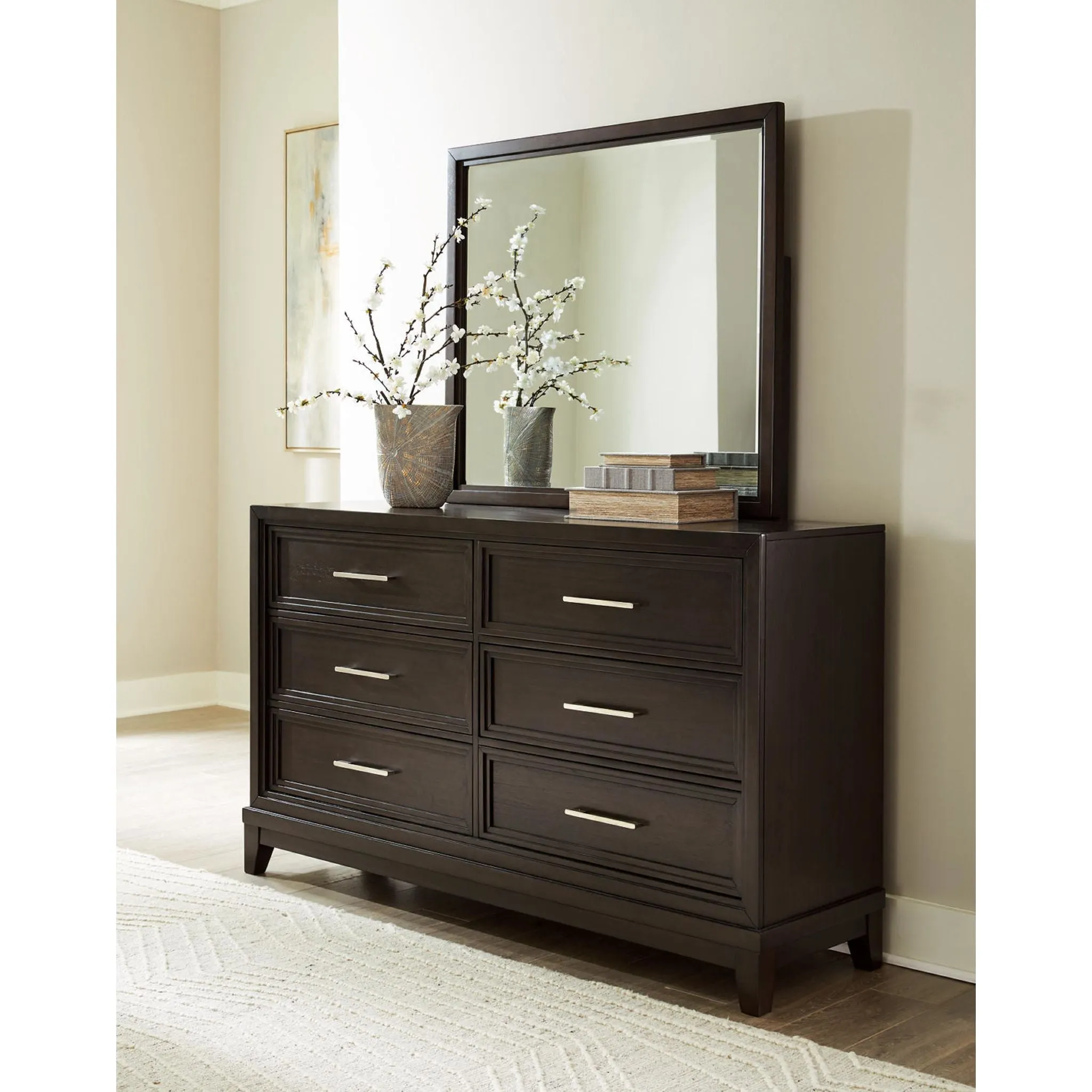 Neymorton Dresser and Mirror - Dark Grayish Brown