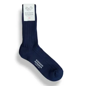 NISHIGUCHI KUTSUSHITA Egyptian Cotton Ribbed Socks navy