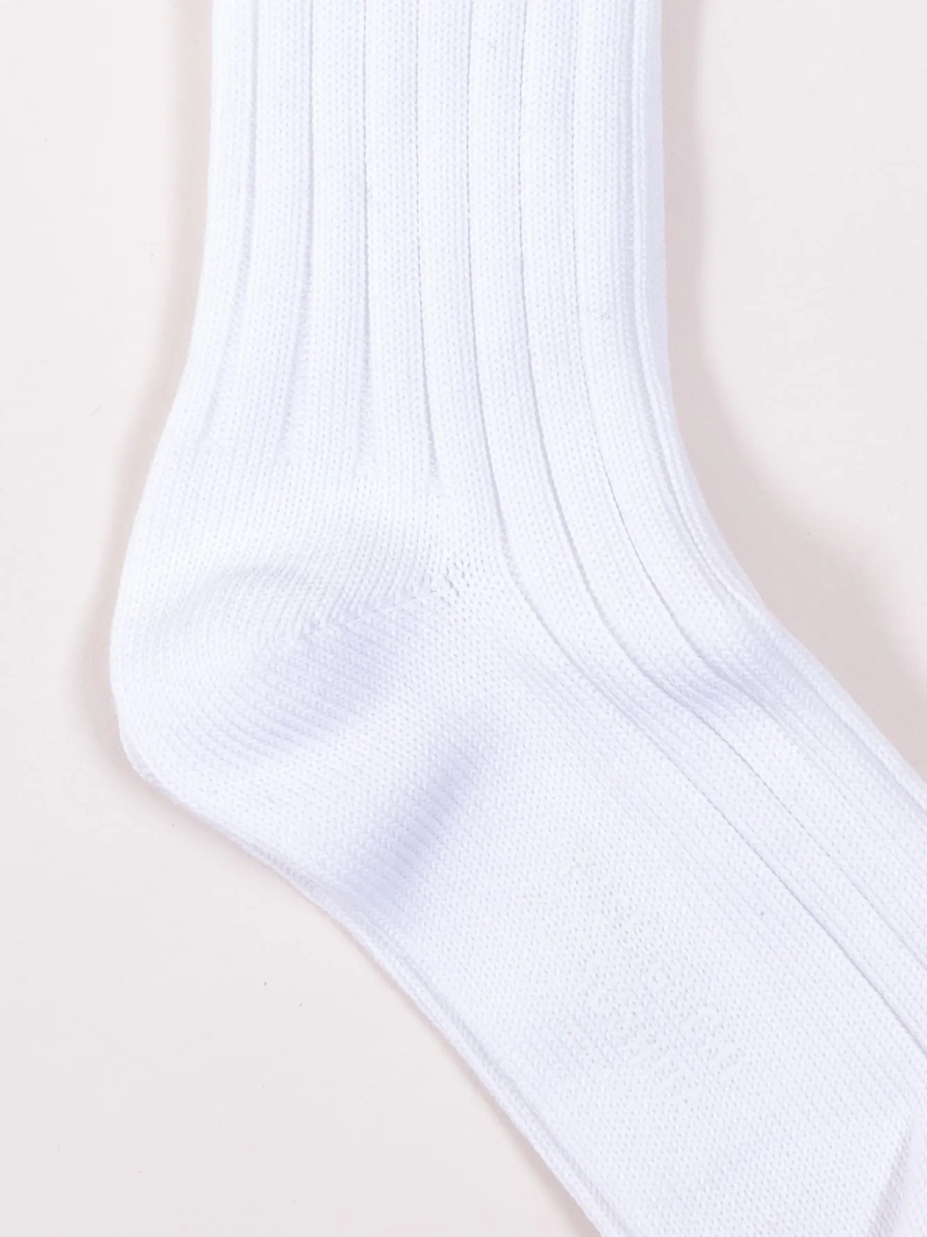 Nishiguchi Kutsushita, Egyptian Cotton Ribbed Socks, Off-White