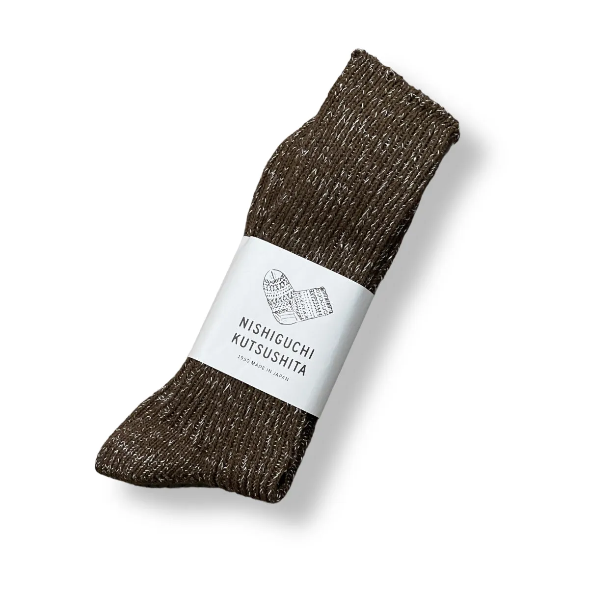 NISHIGUCHI KUTSUSHITA Hemp Cotton Ribbed Socks khaki