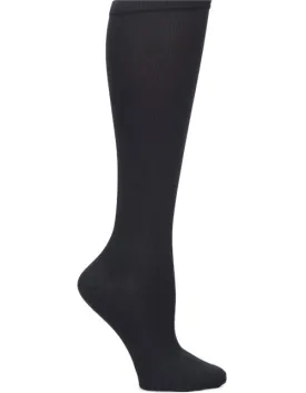 Nurse Mates Compression Sock-Solid Black 883783W Wide Calf