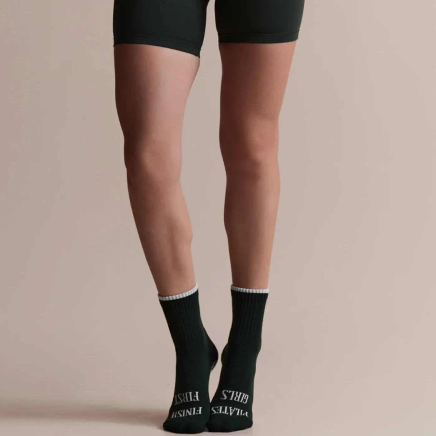 Pilates Girls Finish First Grip Sock - Forest Green (Barre / Pilates)