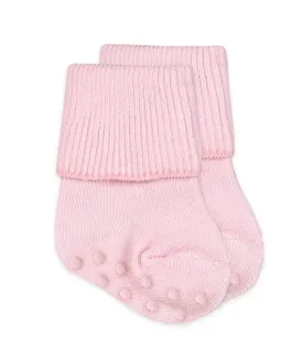 Pink non skid, organic turn cuff sock