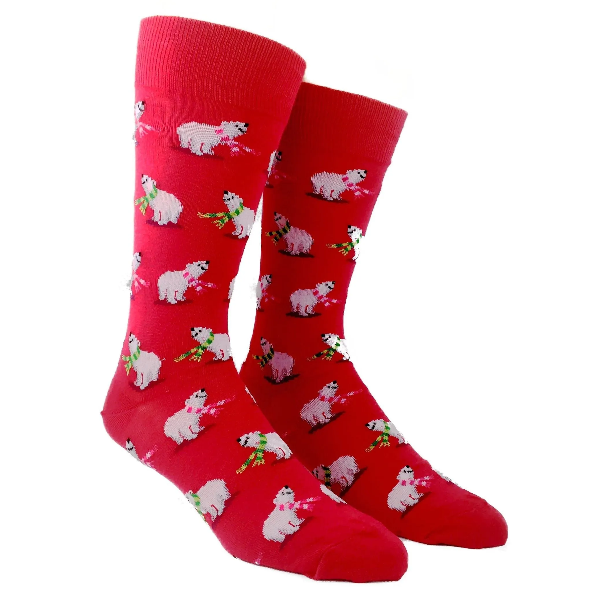 Polar Bear Festive Holiday Socks (Adult Large - Men's Shoe Sizes 8-12)