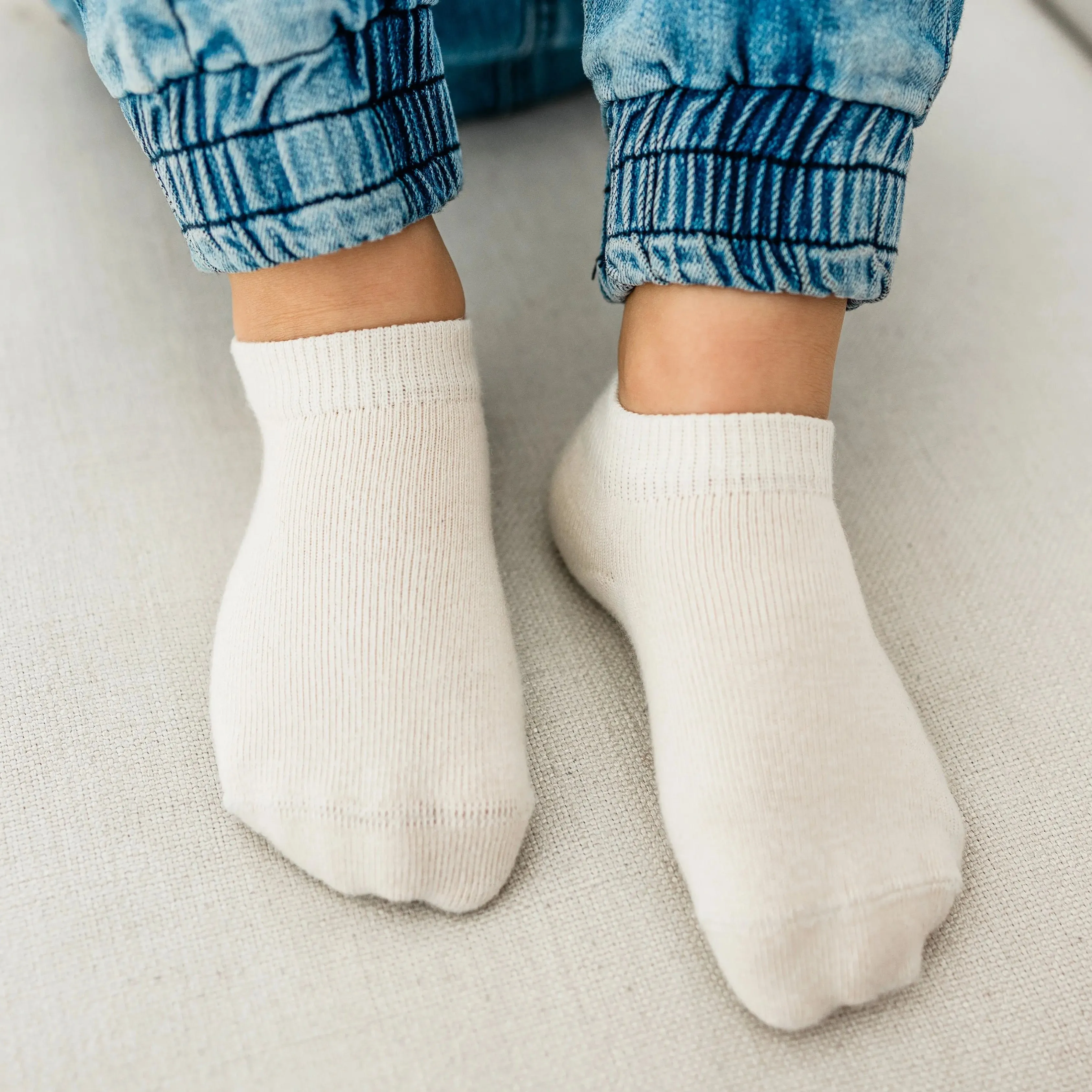 Pure (no dye) Kids' Ankle Socks  - 98% Organic Cotton