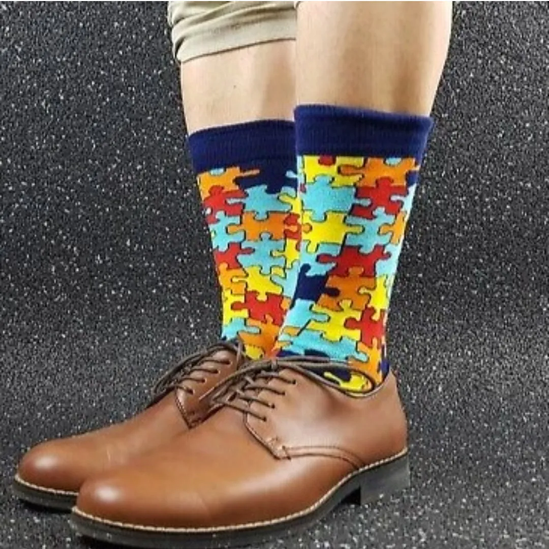 Puzzle Pieces Jigsaw Colorful Pattern Socks from the Sock Panda