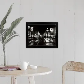 "1950's Night Scene Canal Street New Orleans Louisiana USA" Black Framed Print