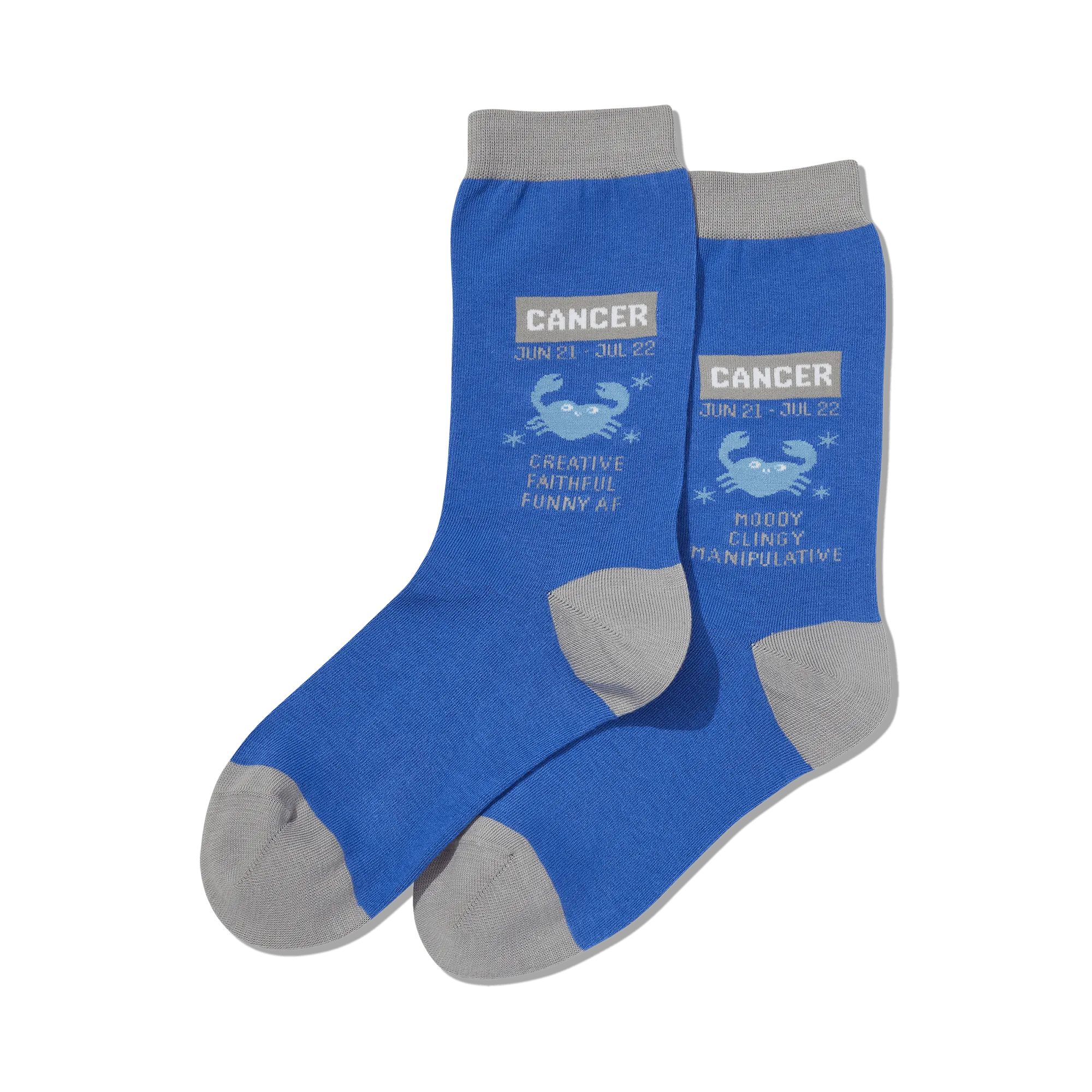 "Cancer Zodiac" Cotton Crew Socks by Hot Sox - Medium