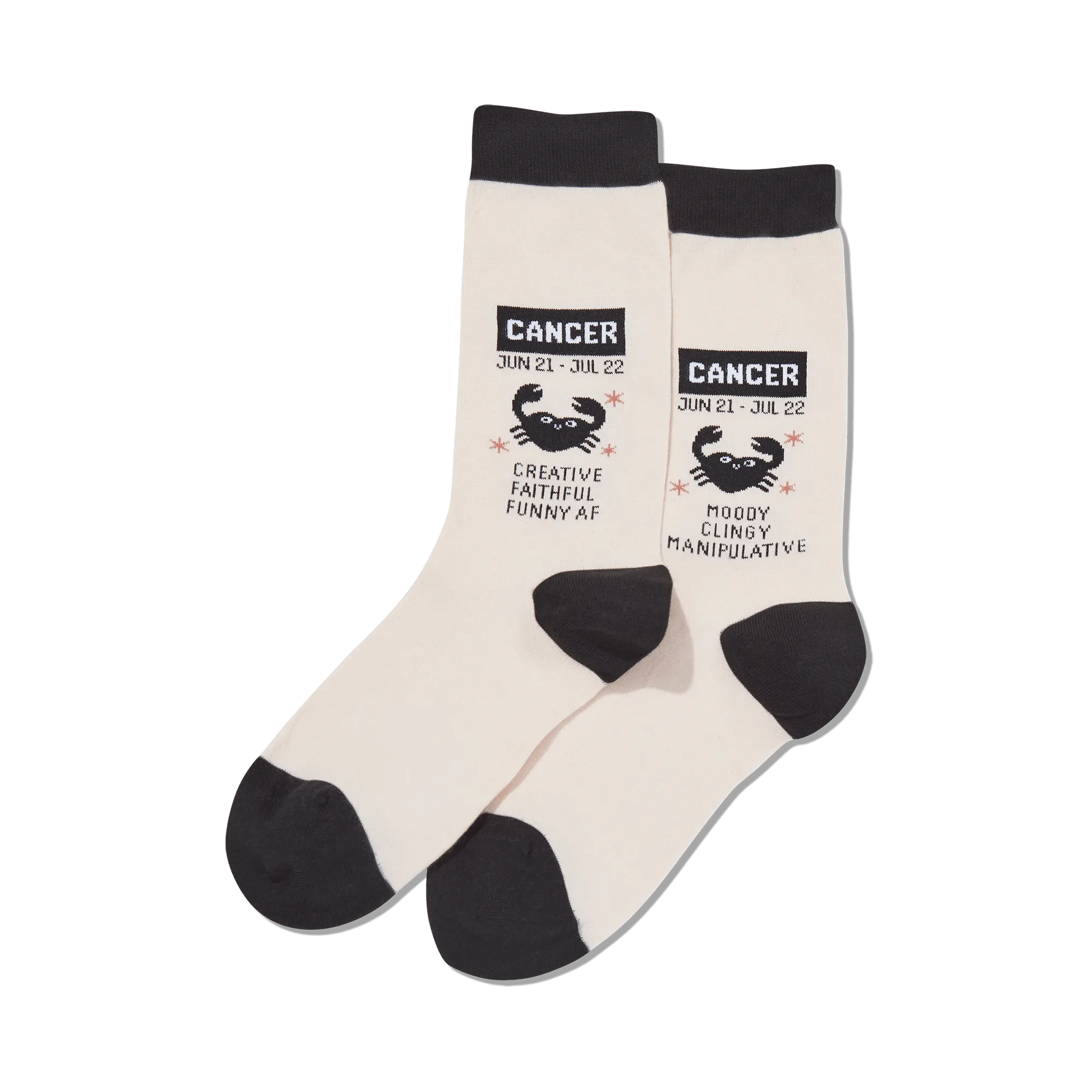 "Cancer Zodiac" Cotton Crew Socks by Hot Sox - Medium