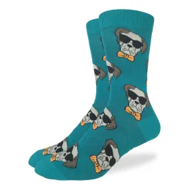 "Dapper Dog" Cotton Crew Socks by Good Luck Sock-Large