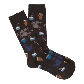 "Drums" Cotton Blend Crew Socks by K Bell-Large